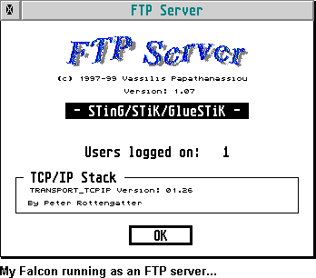 My Falcon running as an FTP server...