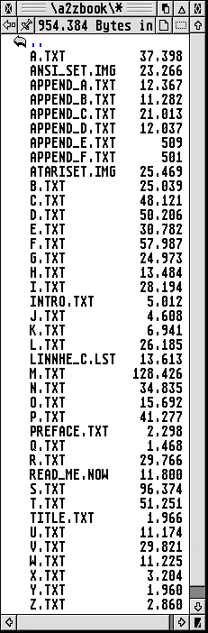 List of the files included in The Atari A to Z archive