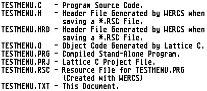 List of files in TESTMENU archive