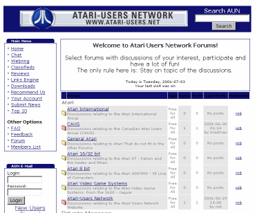 Screenshot of www.atari-users.net