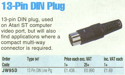 13-pin DIN plug from Maplin Electronics
