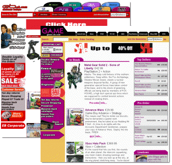 Screenshot: GAME and EB web sites