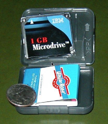 [Photo: IBM 1 GB Microdrive]