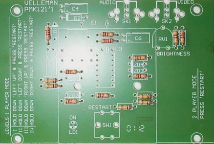 [Photo: Resistors in place on circuit board]