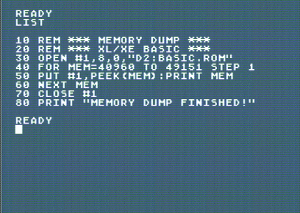 [Screen-shot: Dump BASIC script]