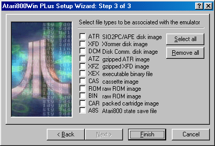 [Screen-shot: Atari800Win PLus Wizard Step 3]