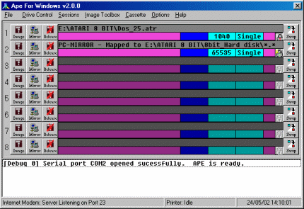 [Screen-shot: Disk drive settings]
