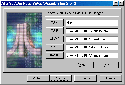 [Screen-shot: Atari800Win PLus Wizard Step 2]