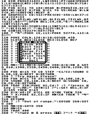 This BASIC listing uses an image to display special characters