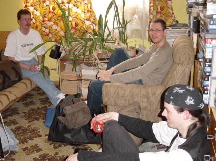 [Photo: TXG, TWH and TWW at Zdenek's house]