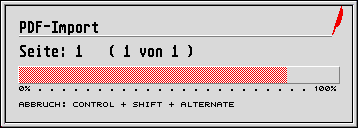 [Screen-shot: Import progress bar]