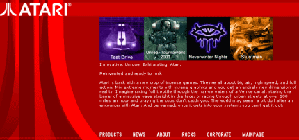 [Screen-shot: Atari official web site]