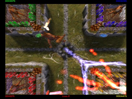 [Screen-shot: Level 1 castle explosion]