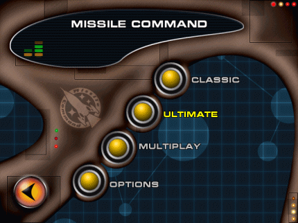 [Screen-shot: Missile Command options menu]