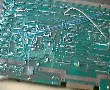 [Photo: 800XL 256KB upgrade bottom of motherboard]