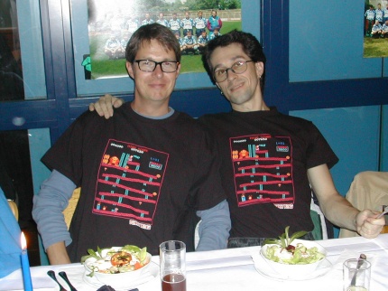 [Photo: Show organizers Frank and Axel proudly present Donkey Kong]