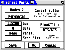 [Screen-shot: Atari serial port configuration]