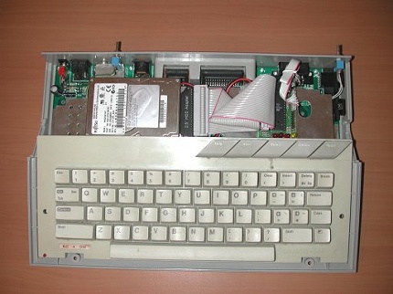 [Photo: Atari XE with internal hard disk]