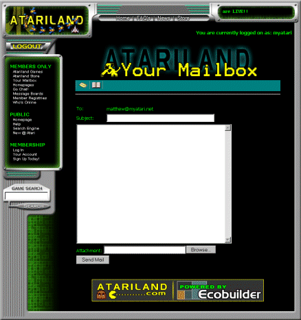 [Screen-shot: Atariland mailbox]