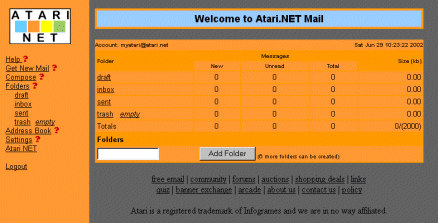 [Screen-shot: Atari NET mail]