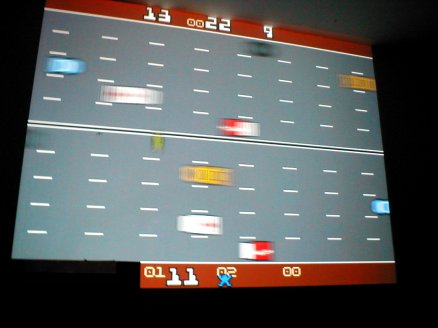 [Photo: Reservoir Gods' Bugger on a projector screen]