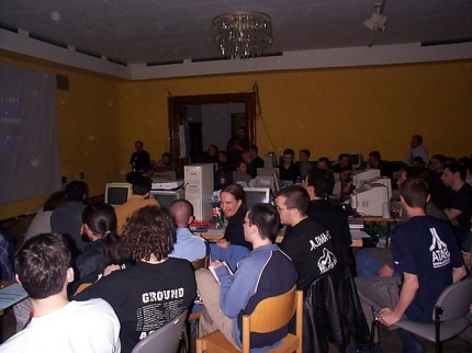 [Photo: More demo watching]