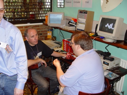 [Photo: Nick Harlow talking to Mark Branson of CCC]