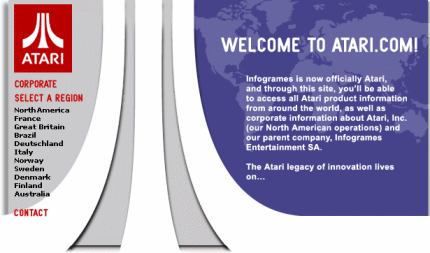 [Screen-shot: Atari official web site from 2003]