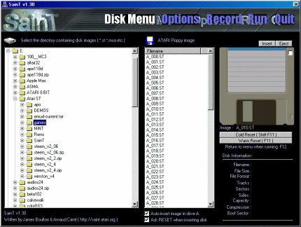 [Screen-shot: SainT's Disk Menu]