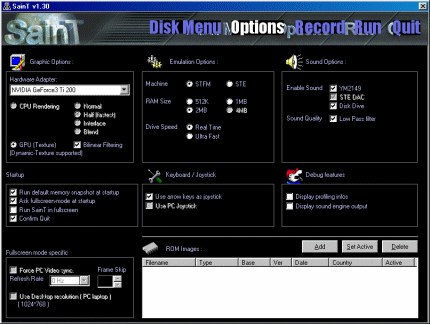 [Screen-shot: SainT's Options Menu]