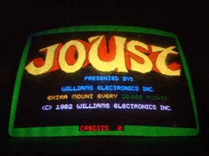 [Photo: Joust title screen]
