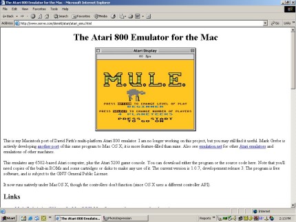 [Screen-shot: The Atari 800 Emulator article by Derek Ledbetter]