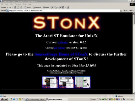 [Screen-shot: STonX homepage]