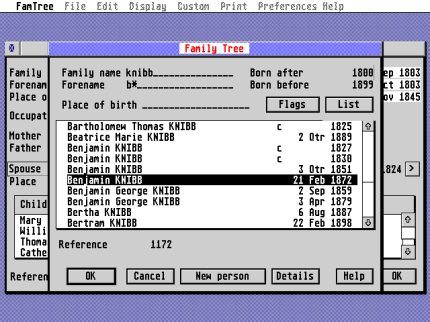 [Screen-shot: Benjamin Knibb summary]