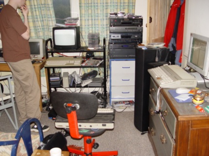 [Photo: Mr Pink standing watching demos]