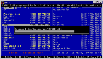[Screen-shot: PARCP on PC]