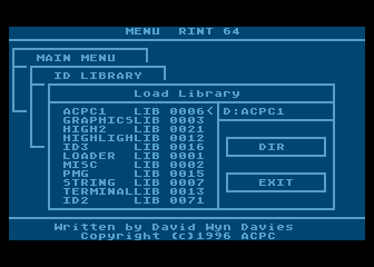 [Screen-shot: Load ID library file selector]