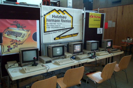 [Photo: Commodore 64 gaming section]