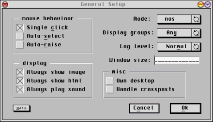 [Screen-shot: General Setup dialog]