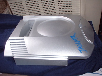 [Photo: Side view of finished logo]