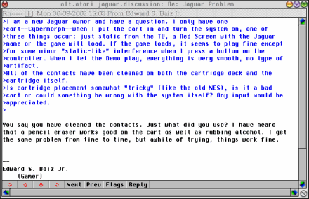 [Screen-shot: Newsgroup message]