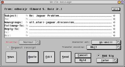 [Screen-shot: Write message dialog]