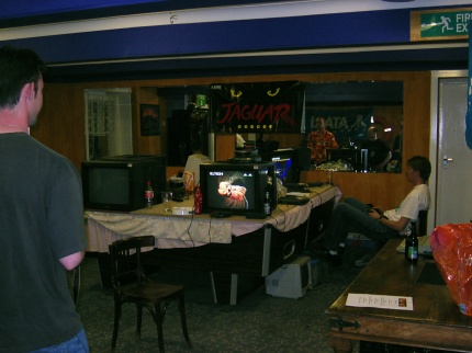 [Photo: TXG playing Tempest 2000]