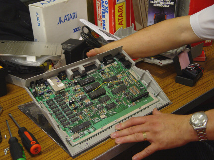 [Photo: Rob's 130XE motherboard]