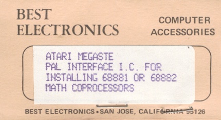[Photo: Mega STE FPU interface IC from Best Eletronics]