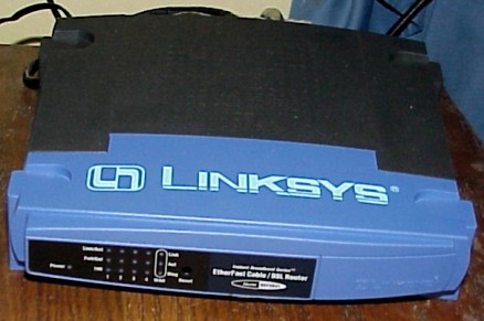 [Photo: LinkSYS router]