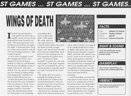 [Image: Wings of Death review in Page 6 New Atari User 48]