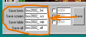 zapis plik�w FNT, SCR, TAB, ALL