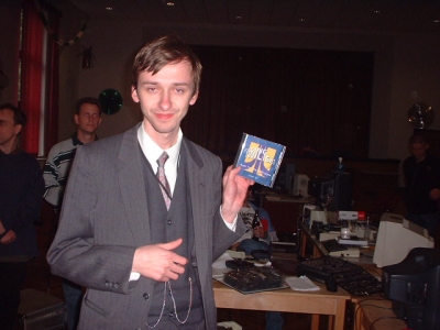 Bohdan showing his prize