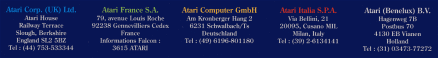 [Image: Atari European addresses from English Falcon brochure]